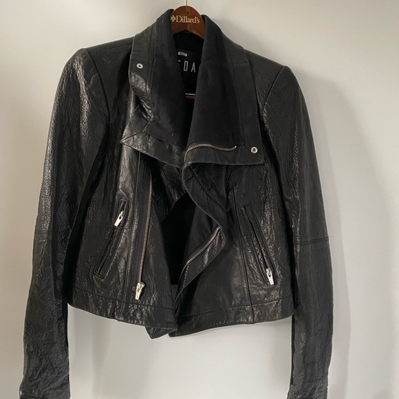 Veda Max Classic Leather Moto Jacket Black Women’s S Asymmetric Zip - Picture 1 of 9